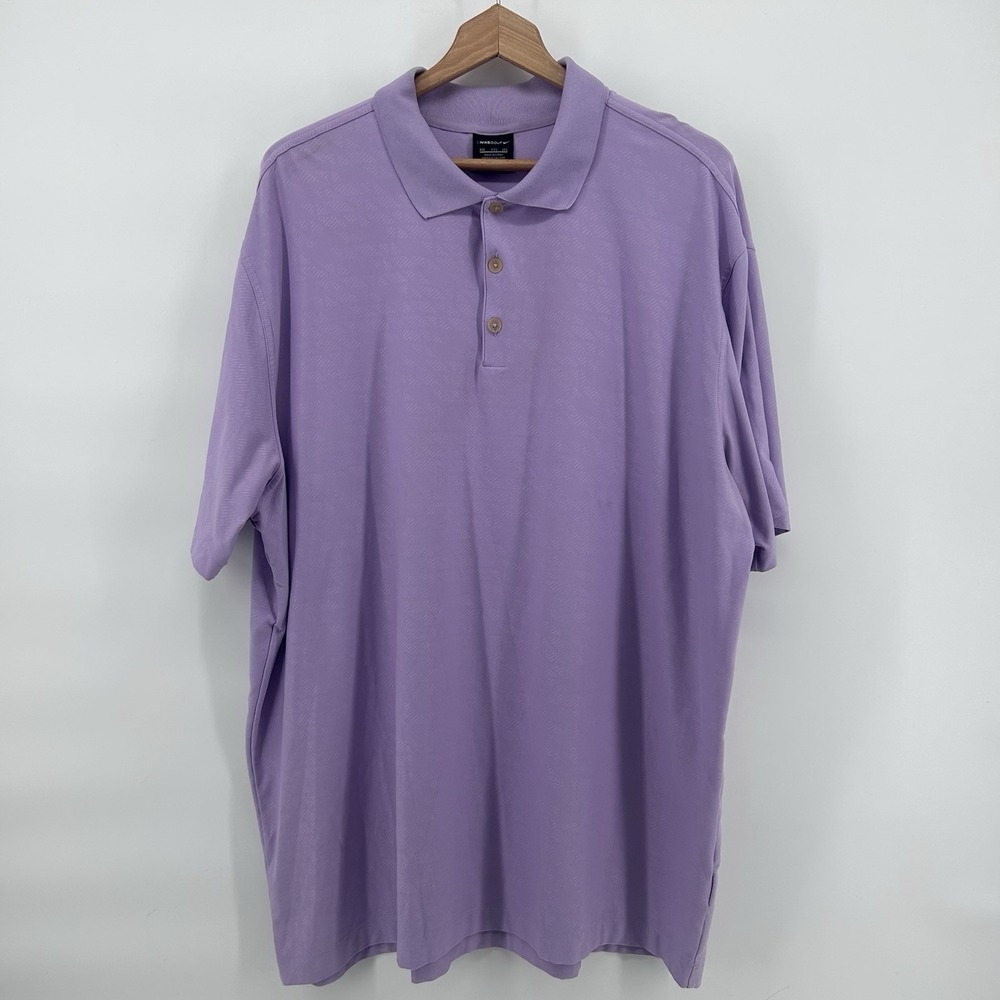 Nike Golf Dri Fit Polo Mens 2XL Lavender Golf Shirt Performance Swoosh Golfcore